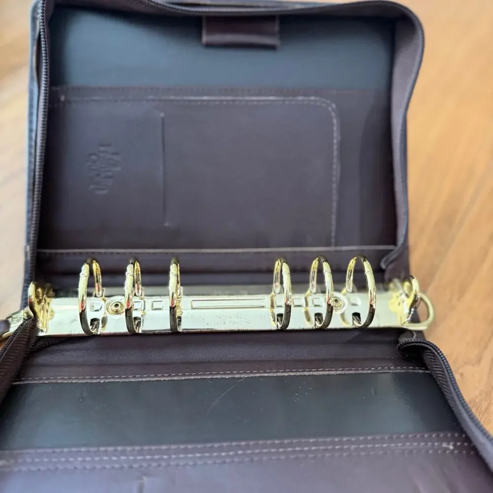 Vintage Franklin Quest Planner 6.25 x 8 Brown Napa Leather 6 Ring Zip